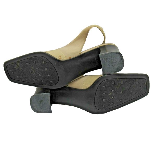 Womens Comfort Shoe Sz 7.5 Slingback Chunky Heel Square Toe Life Stride Tan - Picture 5 of 9